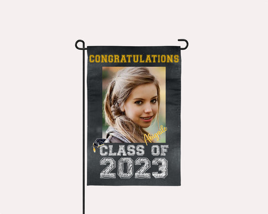 Personalized graduation gift flag featuring "Congratulations" and "Class of 2023" and Graduation Photo | imperfect by design co