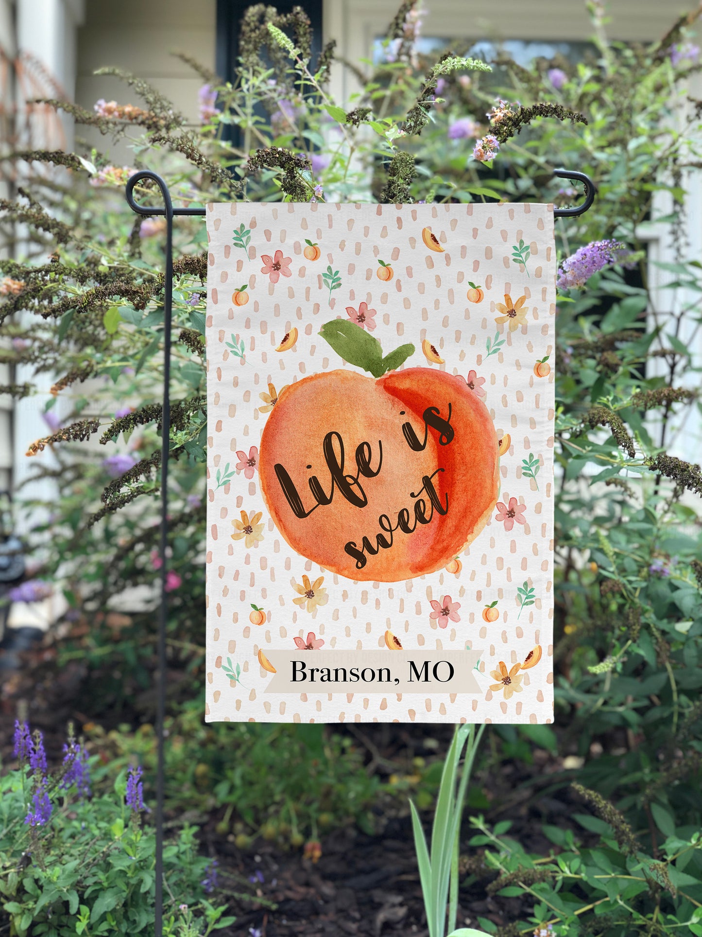 Personalized "Life is Sweet" City and State Garden Flag