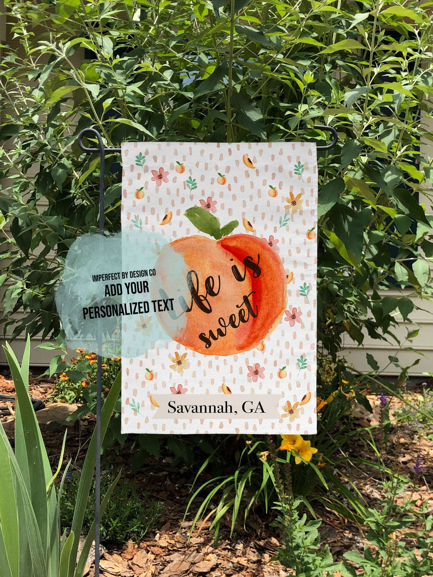 Personalized "Life is Sweet" City and State Garden Flag