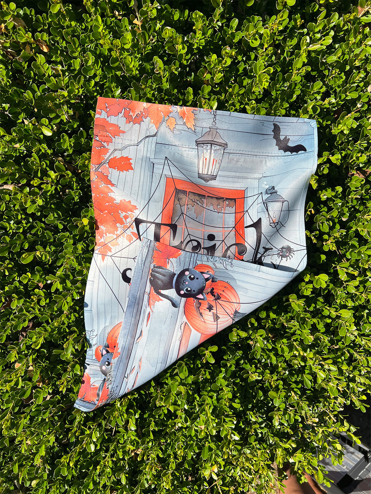 "Trick or Treat" Decorated Halloween Front Door - Garden Flag
