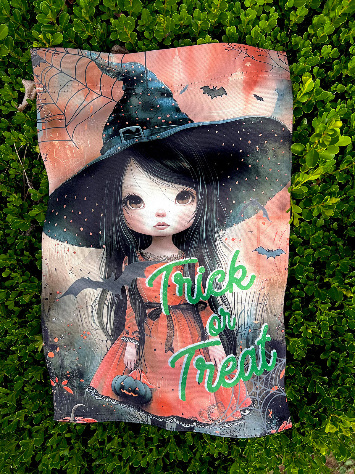 "Trick or Treat"  Little Halloween Witch - Garden Flag