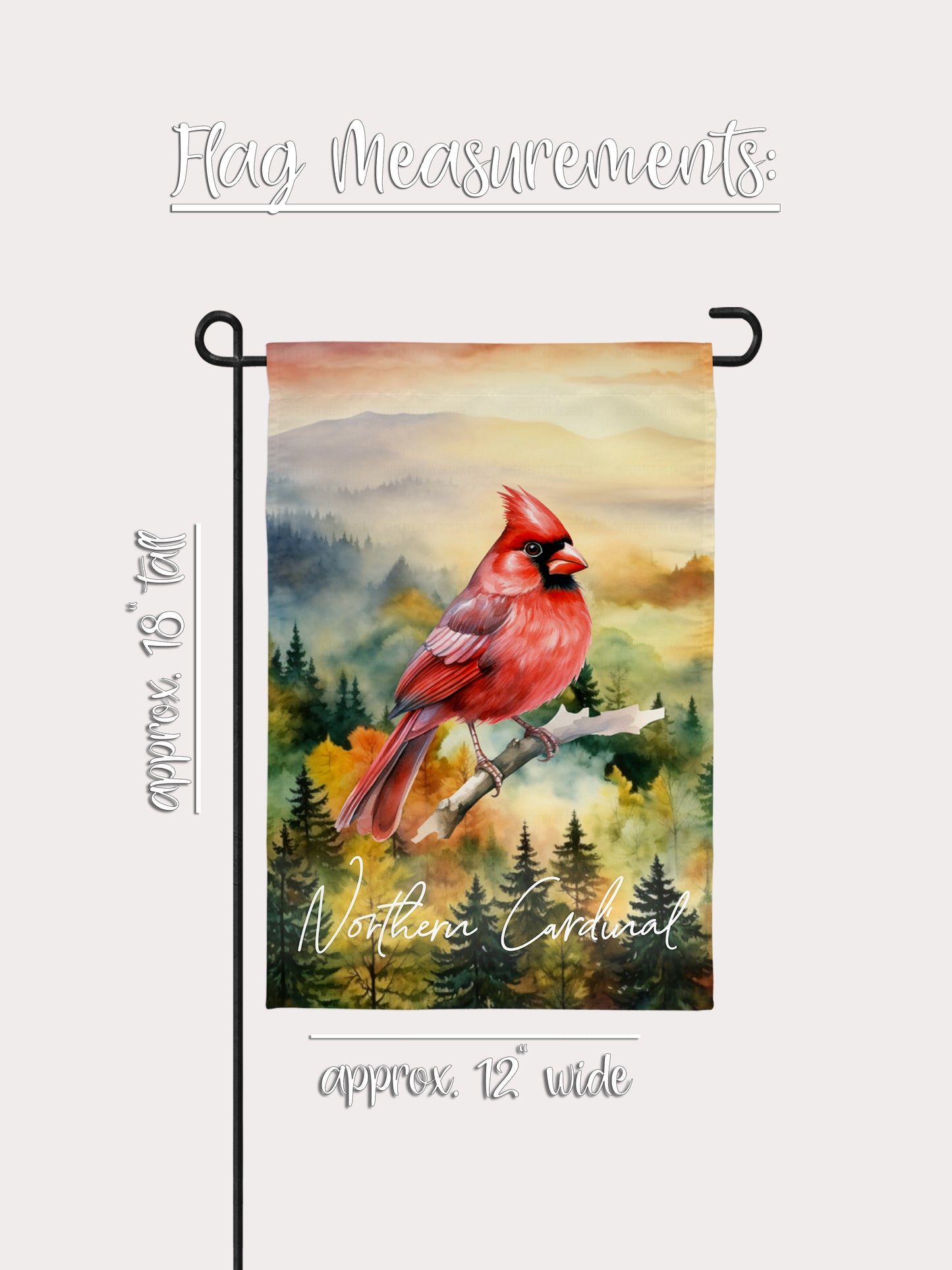 Garden Flag Featuring Male Northern Cardinal In Fall Forest Scene