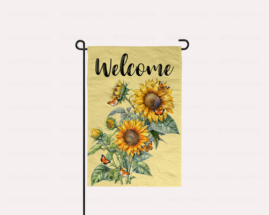 Garden Flag With Sunflowers Motif, Welcome