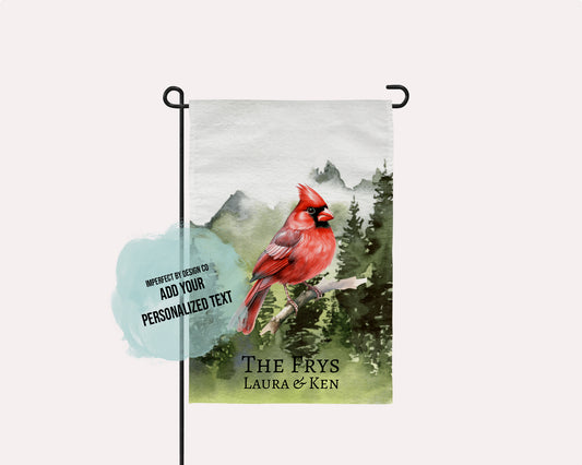 Personalized Northern Cardinal In Forest Scene - Garden Flag