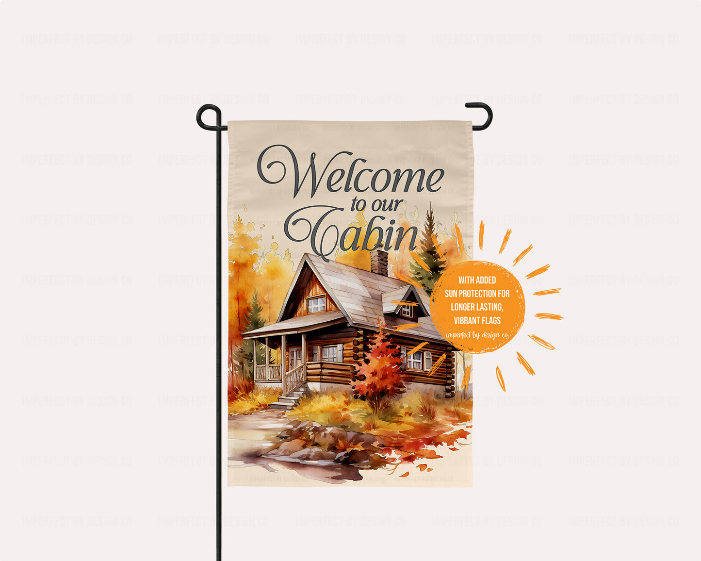 "Welcome to our Cabin" Fall Scene - Garden Flag