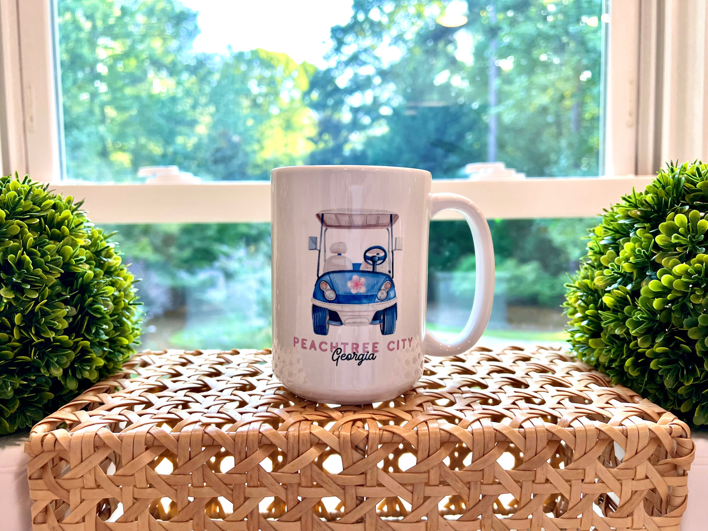 Peachtree City Coffee Mug With Blue Golf Cart