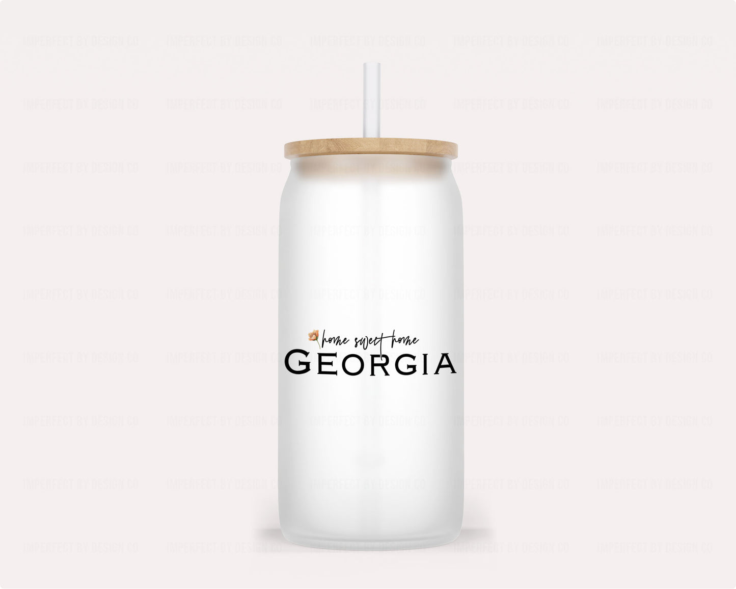 Home Sweet Home Georgia, Peach Blossom Design - Frosted Glass Tumbler