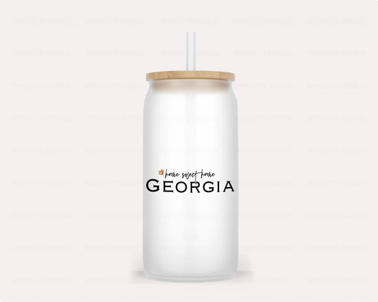 Home Sweet Home Georgia, Peach Blossom Design - Frosted Glass Tumbler