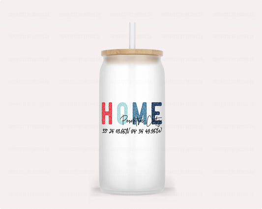 Personalized hometown pride Eco-Friendly Drinkware: Frosted Glass, Bamboo Lid, Reusable Straw | imperfect by design co 