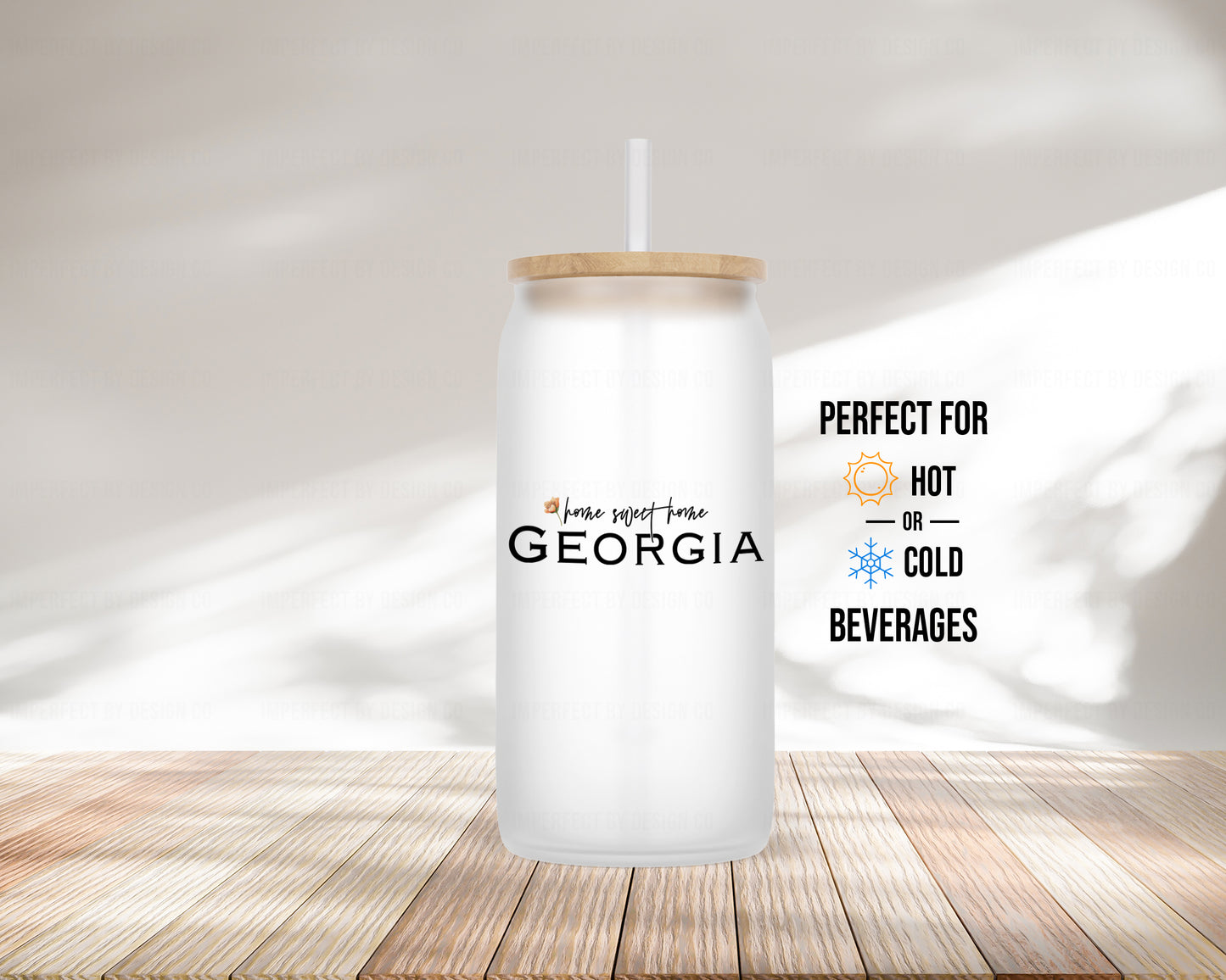 Home Sweet Home Georgia, Peach Blossom Design - Frosted Glass Tumbler