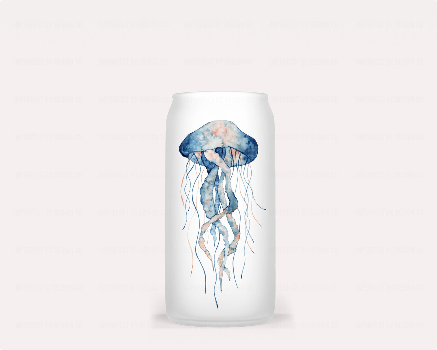 Coastal-inspired jellyfish graphic 16oz glass jar tumbler | imperfect by design co