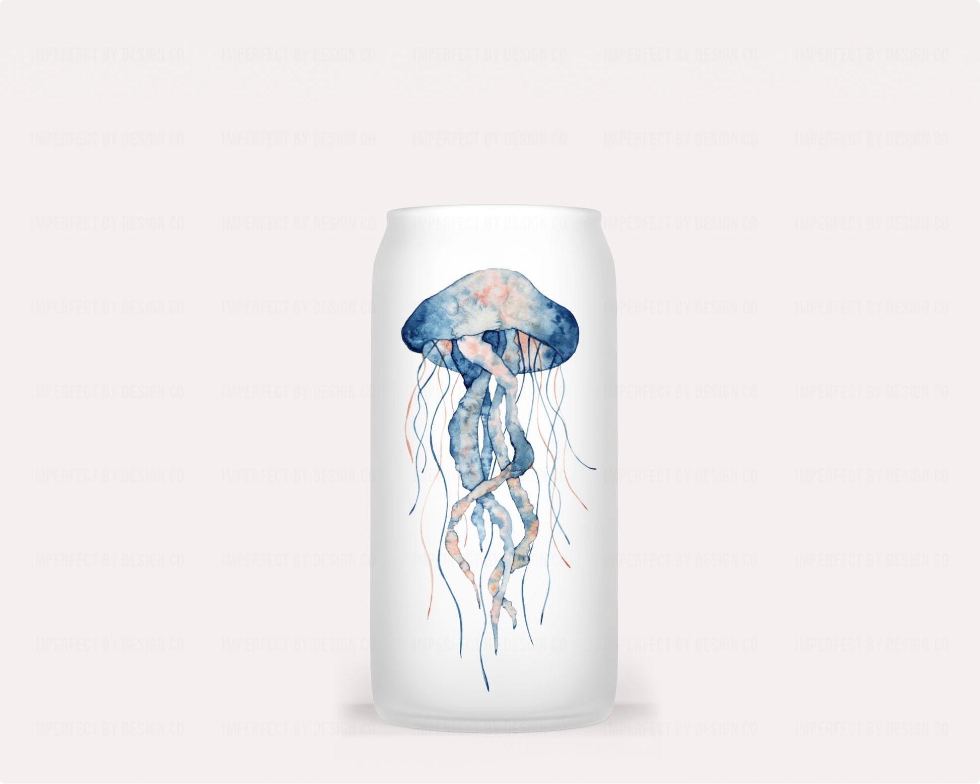 Coastal-inspired jellyfish graphic 16oz glass jar tumbler | imperfect by design co