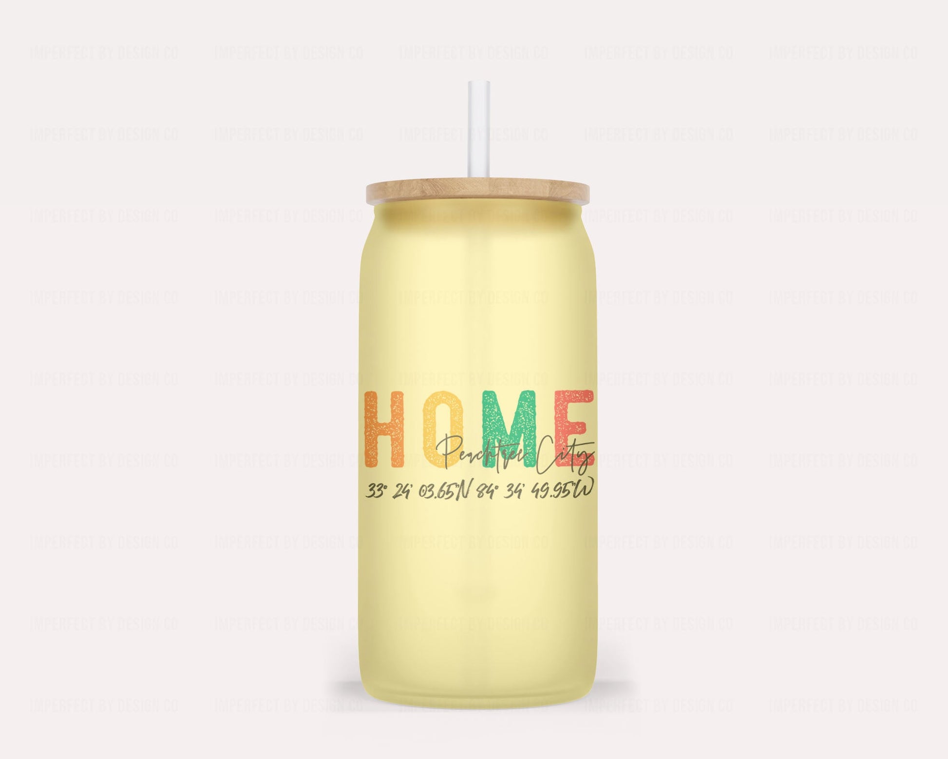 16oz Glass Tumbler Personalized Tumbler: Home design with City and Coordinates in Script Font | imperfect by design co