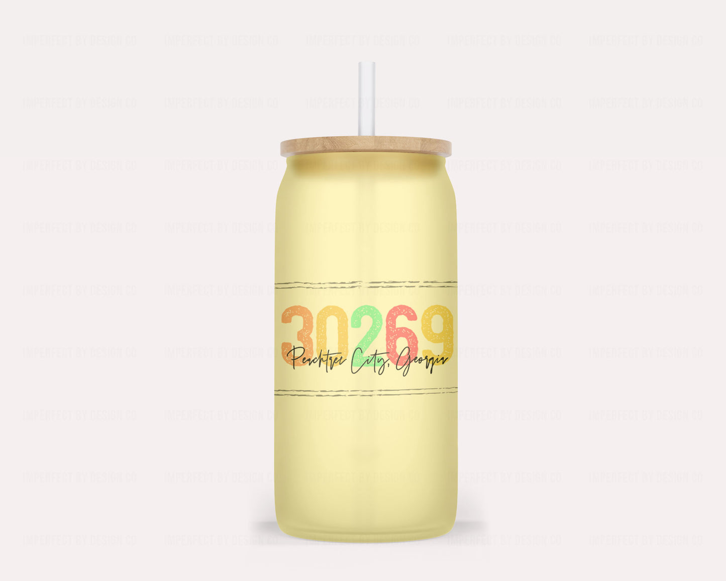 Peachtree City  "30269" - Color Changing Yellow Frosted Glass Tumbler