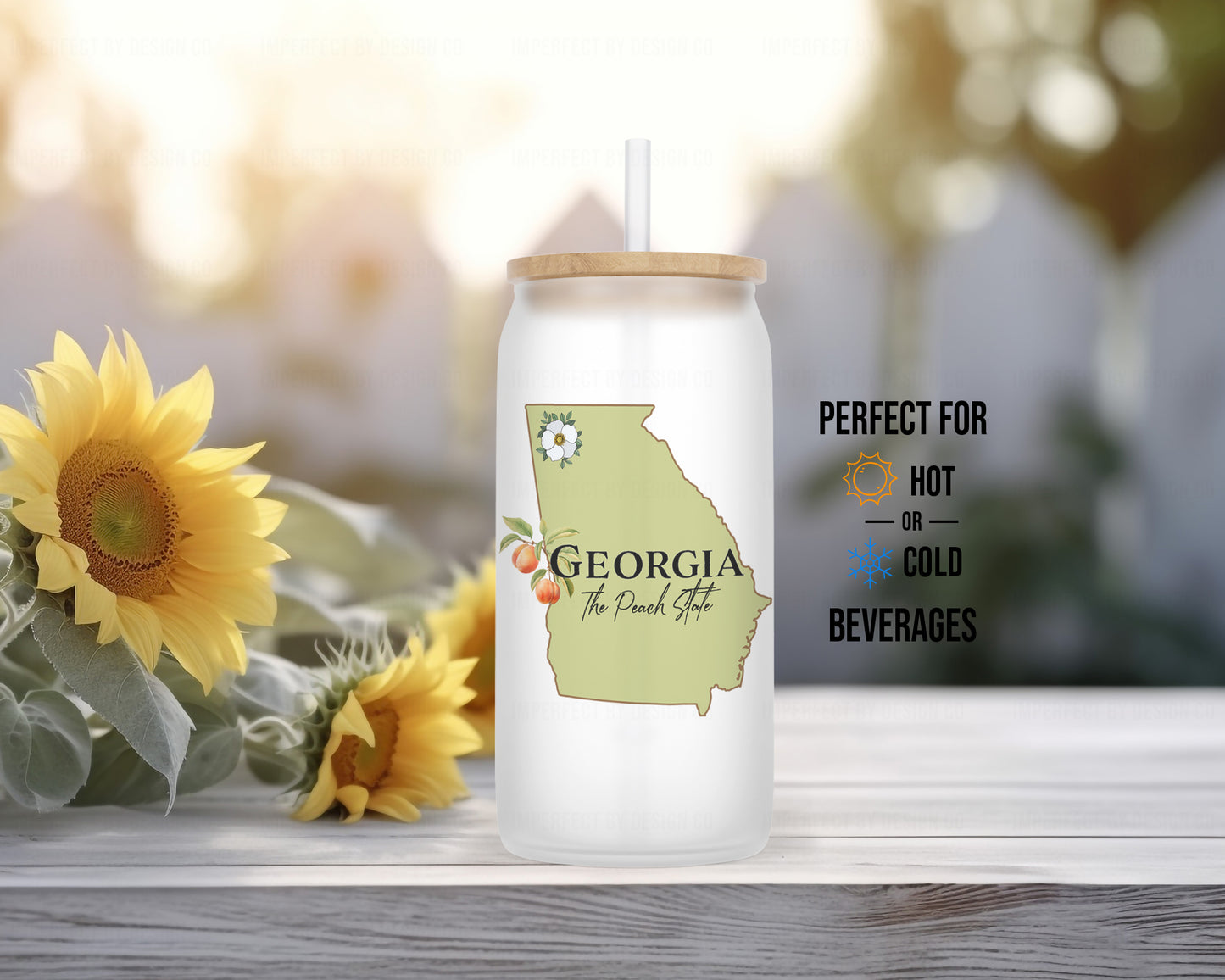 Georgia 'The Peach State' 16oz Frosted Glass Tumbler