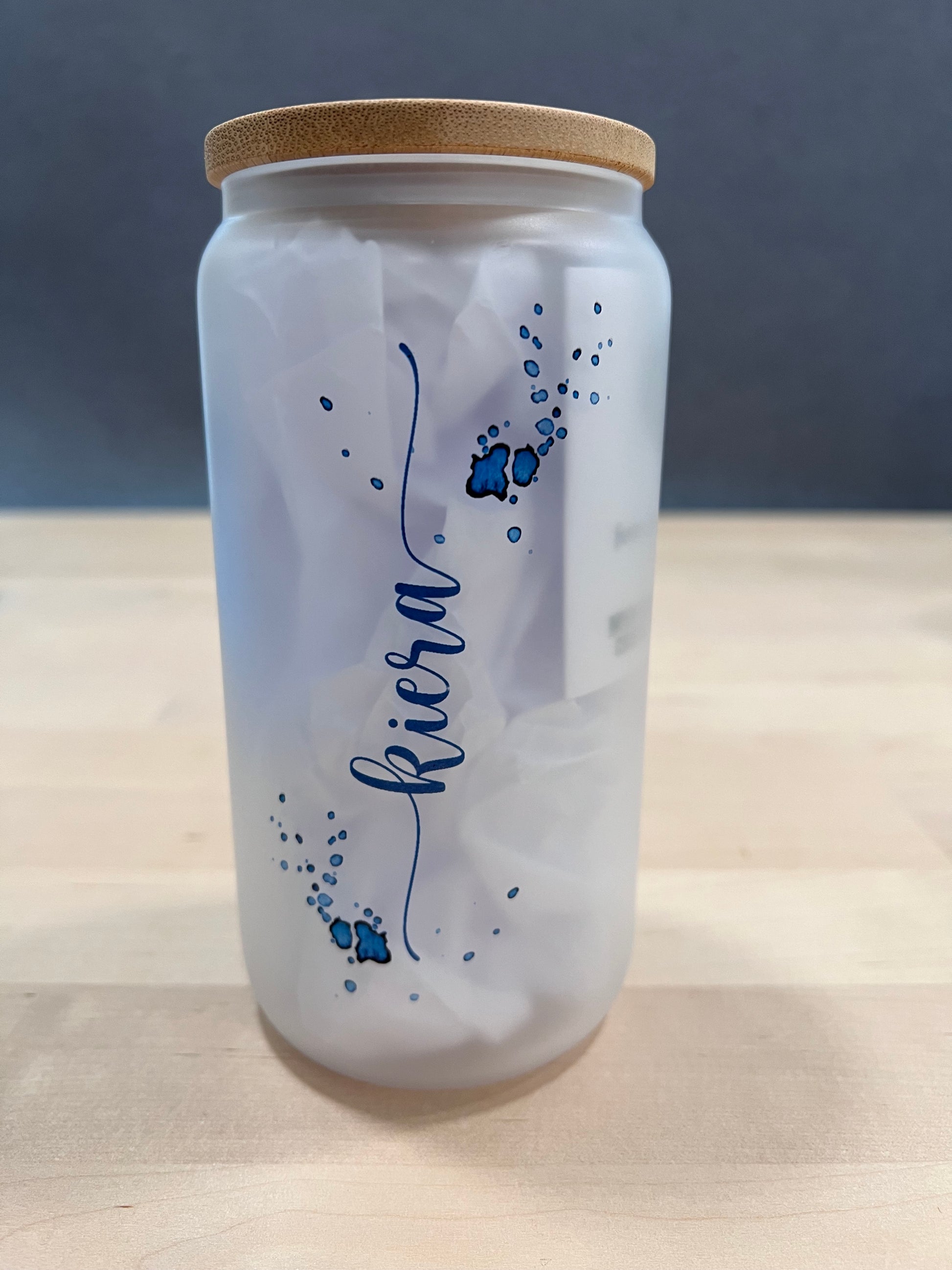 16oz Personalized Frosted Glass Tumbler Jelly Fish