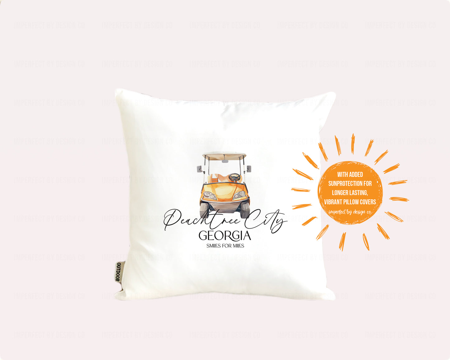 Peachtree City Georgia “Smiles for Miles” - Porch Pillow Cover