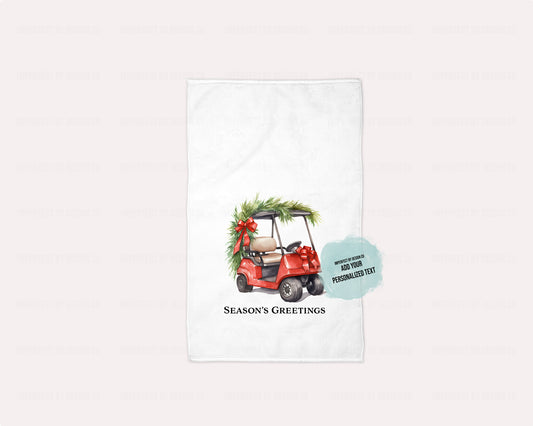 Christmas Golf Cart Guest Towel – Personalized Holiday Hand Towel (15x25)