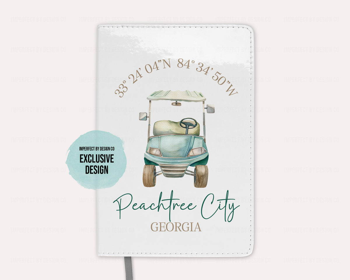 Peachtree City, Golf Cart - Script Font - Journal