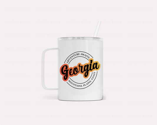 Georgia "Adventure Awaits Mountains, Plains, Coast" - Camper Mug