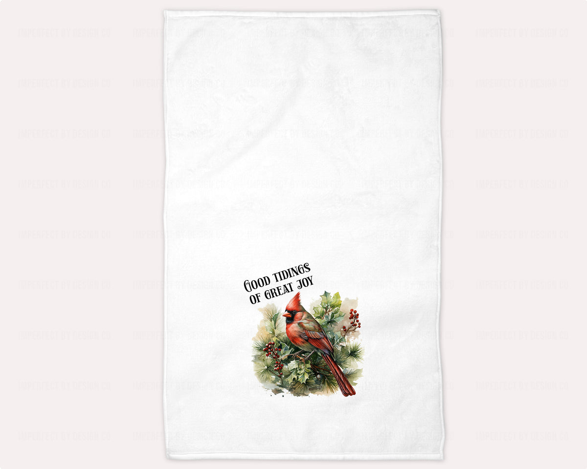 'Good Tidings of Great Joy ' with Cardinal – Holiday Guest Towel
