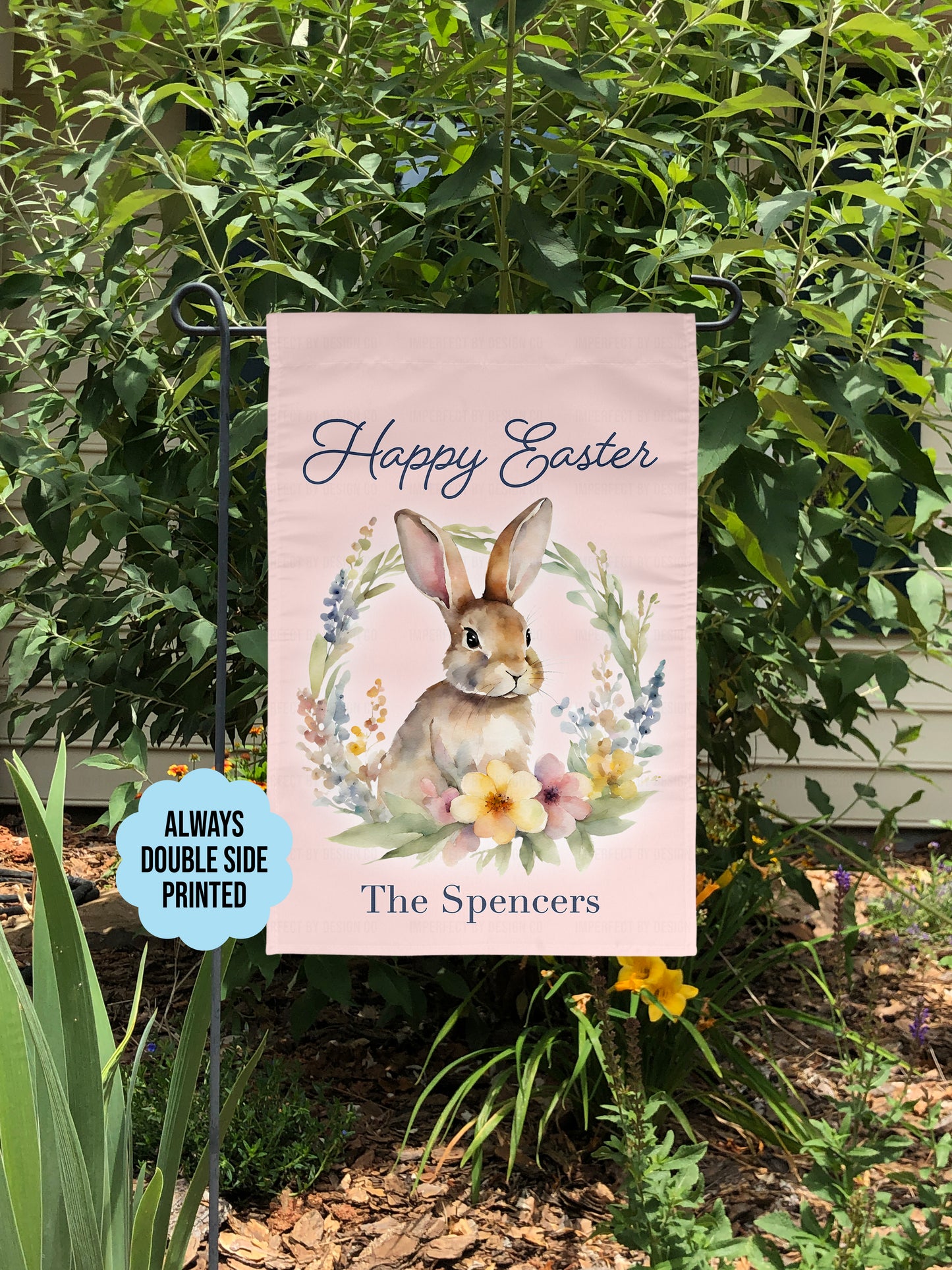 Personalized Happy Easter - Bunny in Wreath