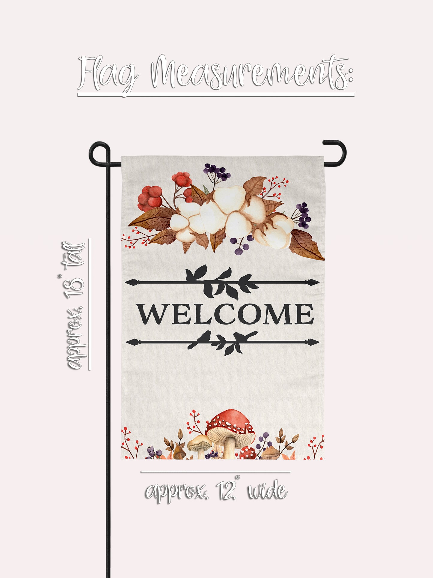 "Welcome" Autumn Mushrooms & Foliage - Garden Flag
