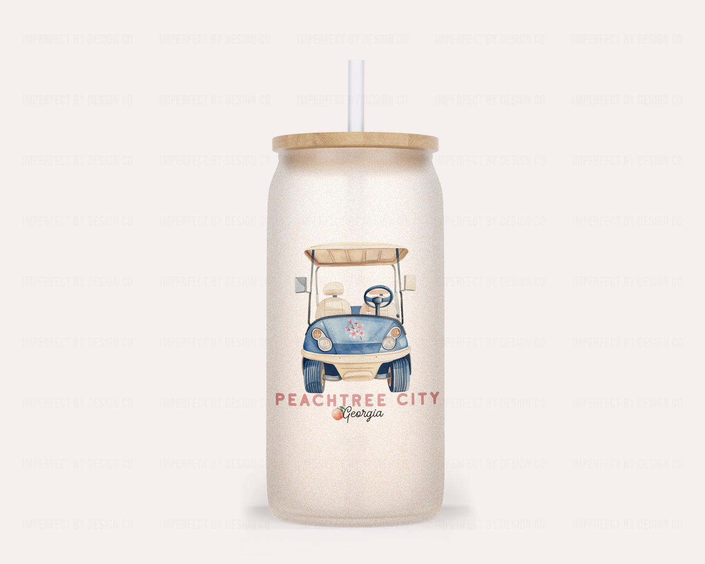 Peachtree City Golf Cart - Color Changing Orange Frosted Glass Tumbler