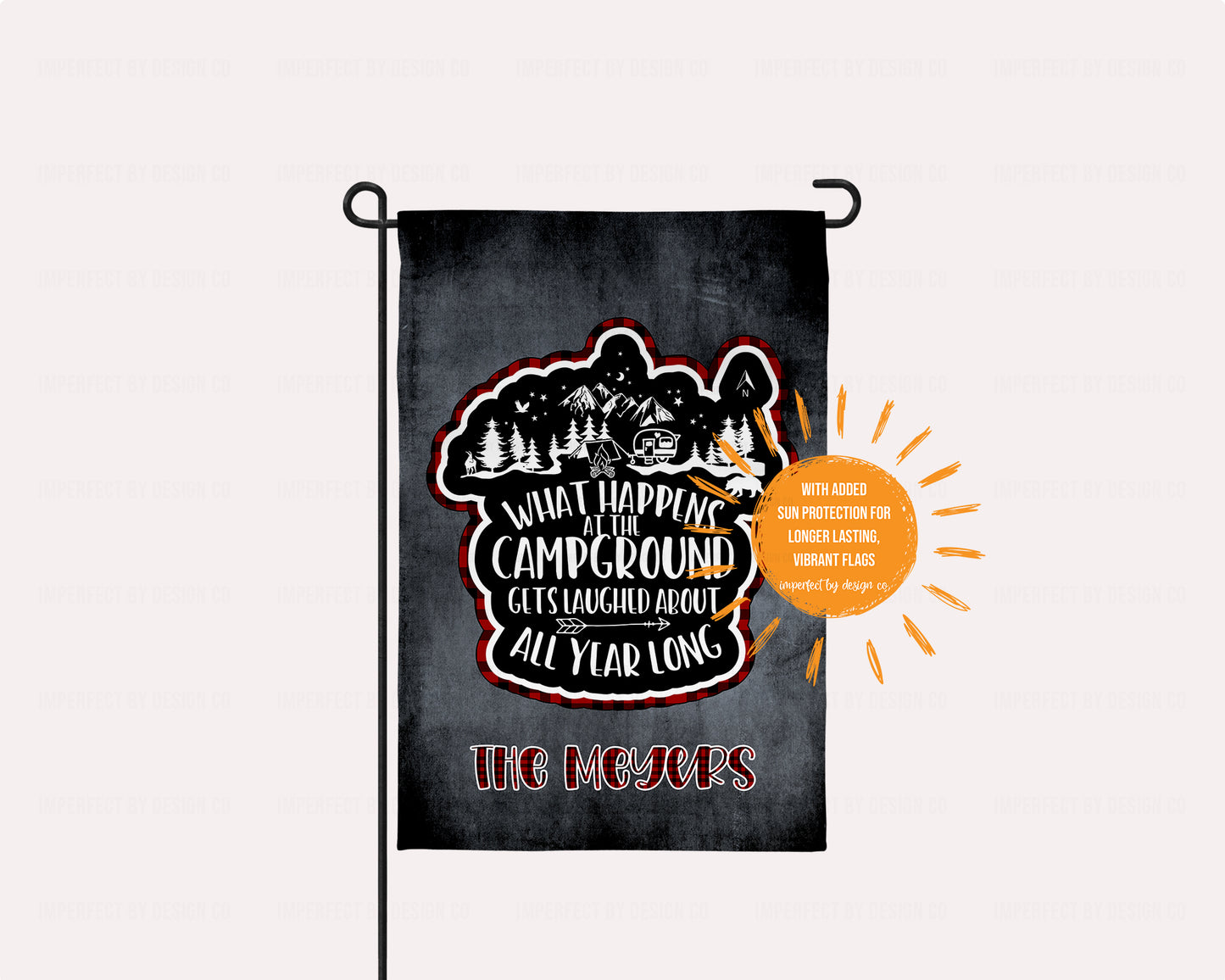 Personalized Garden Flag, What happens at the campground…
