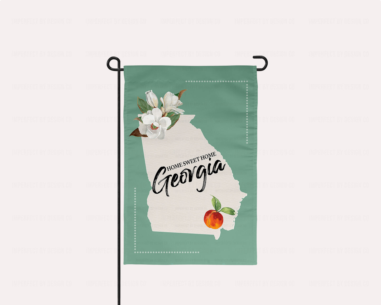 Georgia with State Outline, State Bird and State Flower - Garden Flag