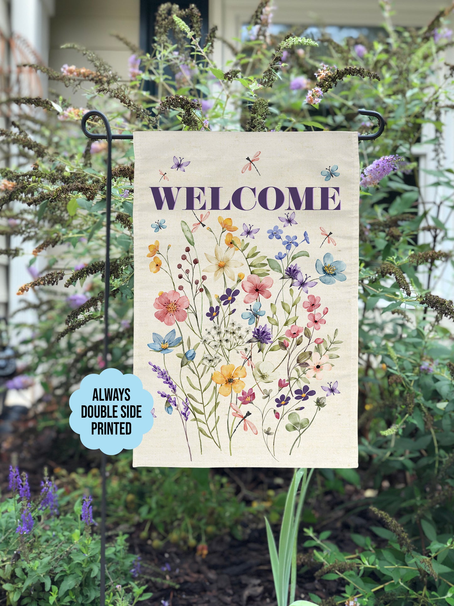 Garden Flag With Wildflowers, WELCOME