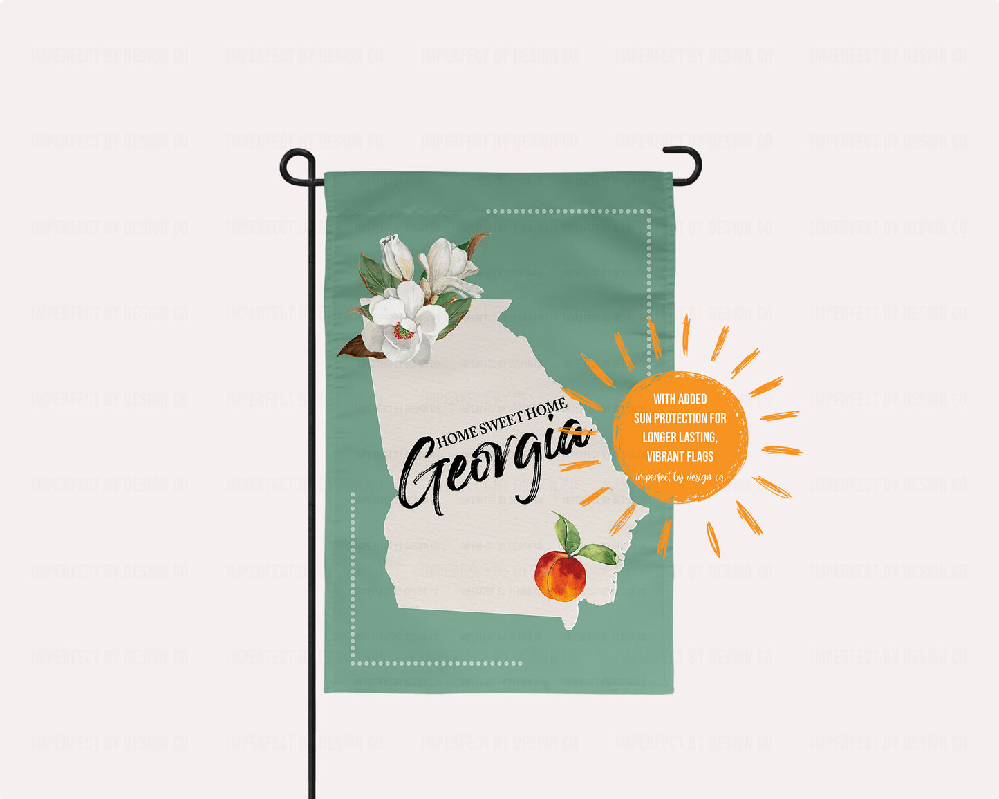 Georgia with State Outline, State Bird and State Flower - Garden Flag