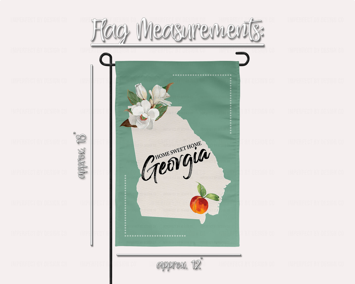 Georgia with State Outline, State Bird and State Flower - Garden Flag