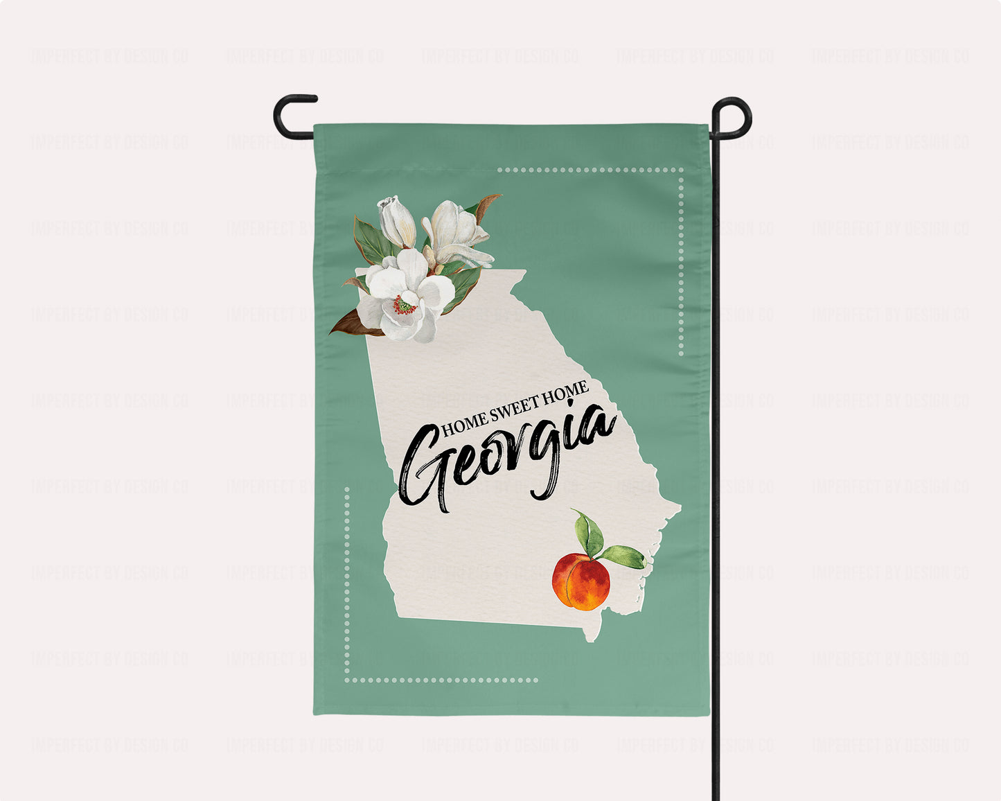 Georgia with State Outline, State Bird and State Flower - Garden Flag
