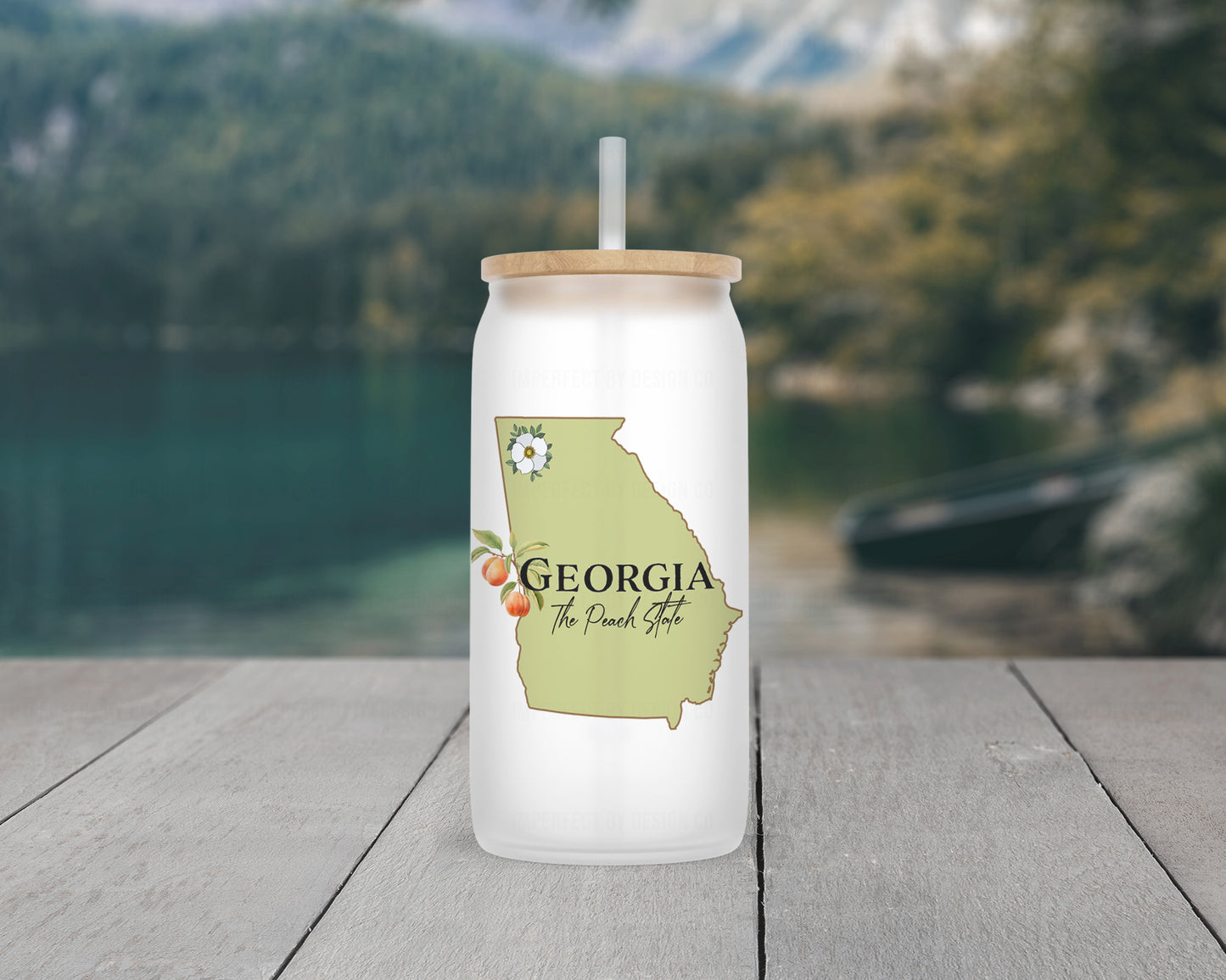 Georgia 'The Peach State' 16oz Frosted Glass Tumbler