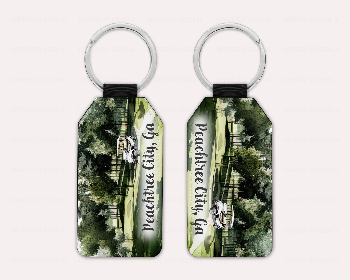 Peachtree City Key Chain With Golf Cart Scene