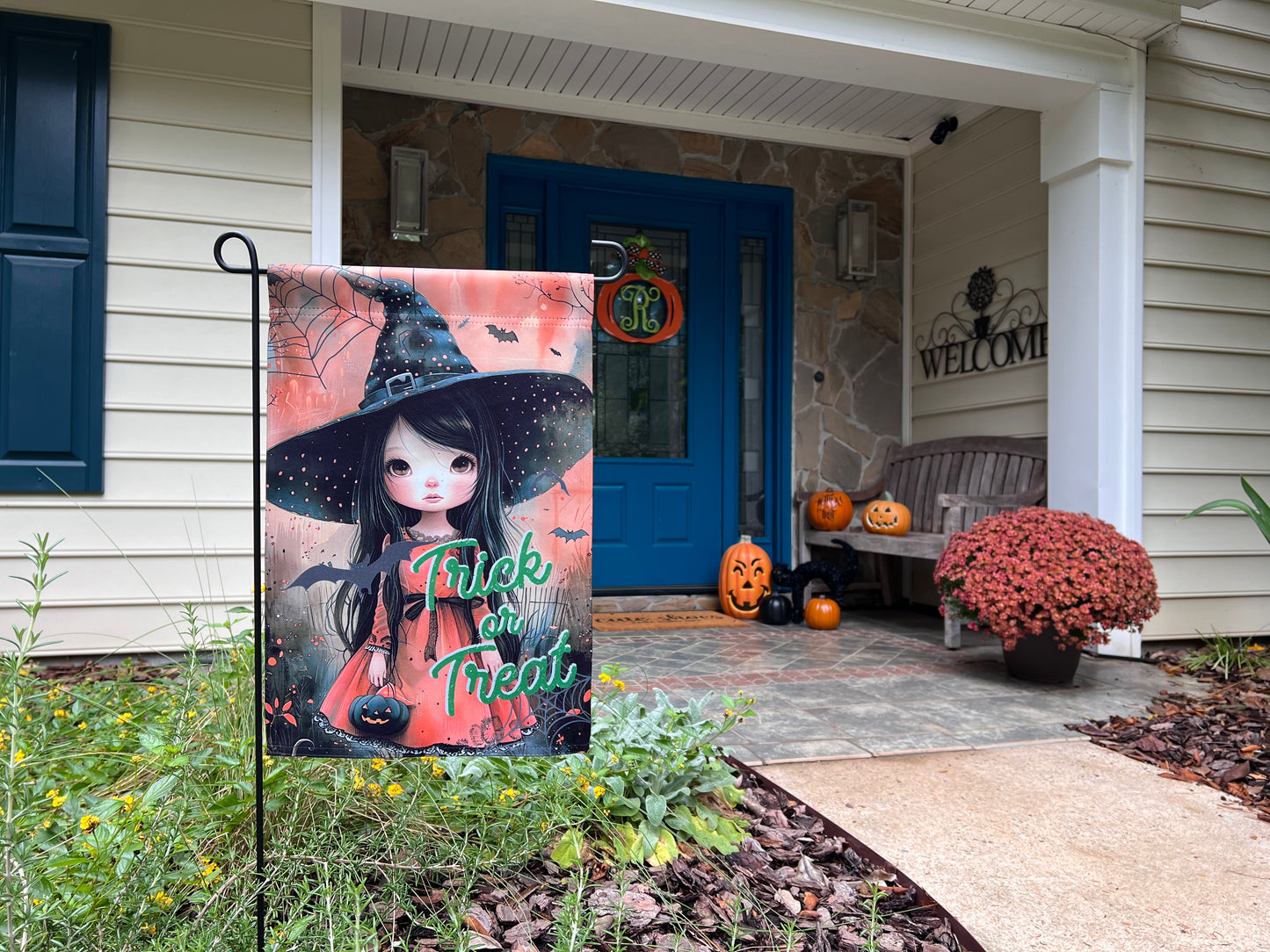 Trick or Treat, Little Halloween Witch Garden Flag - Halloween Garden Flag