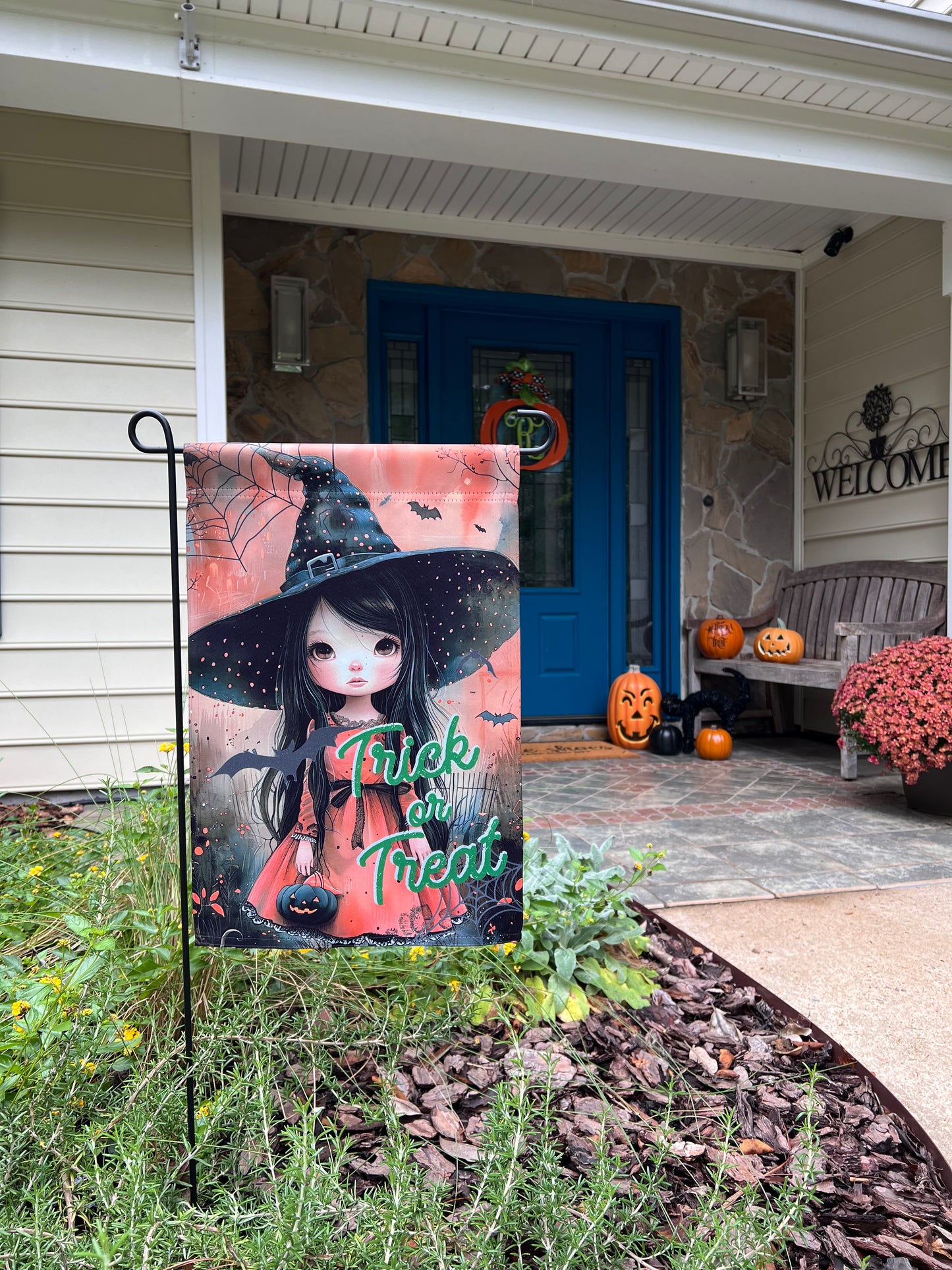 Trick or Treat, Little Halloween Witch Garden Flag - Halloween Garden Flag