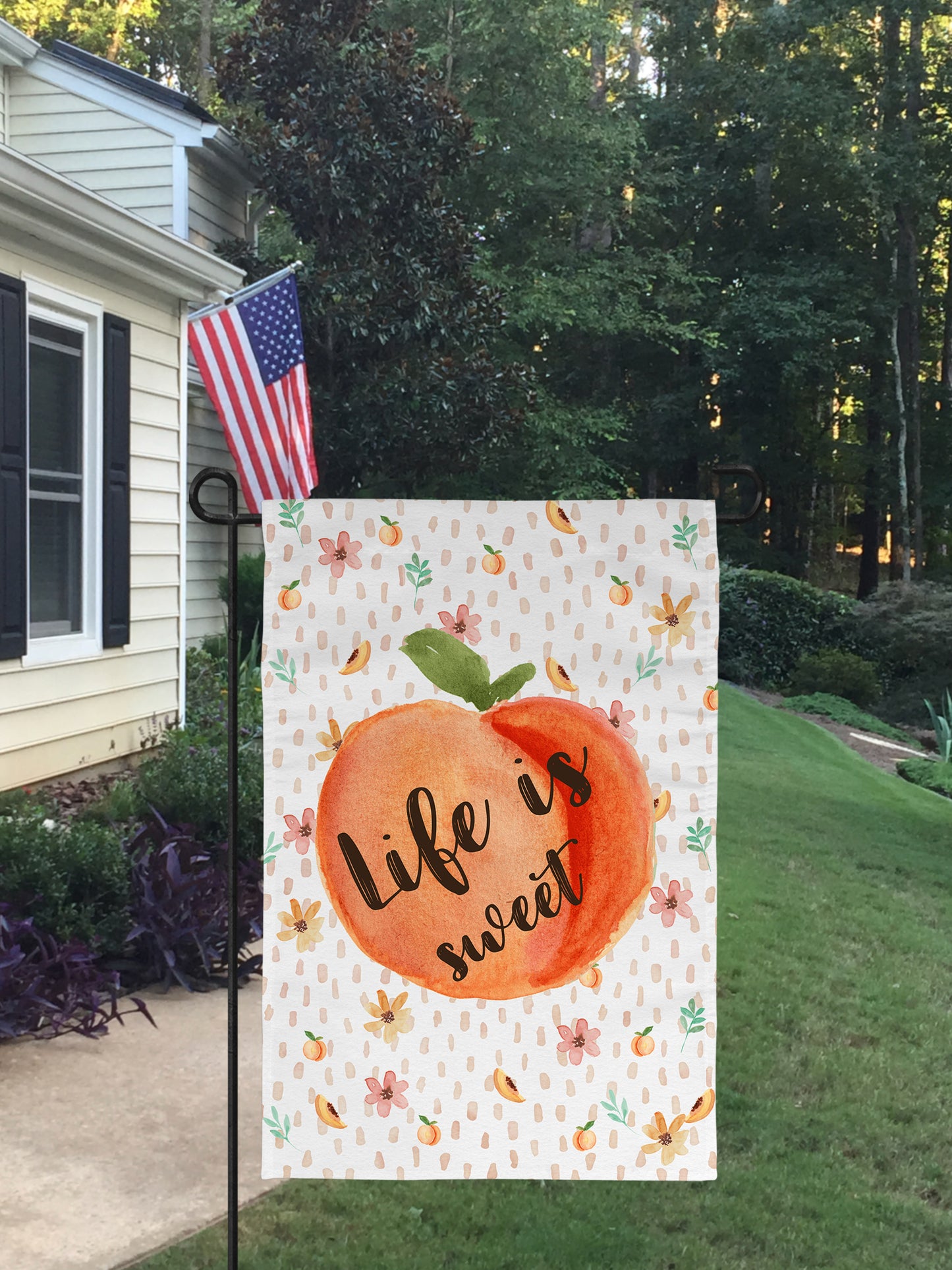 Personalized "Life is Sweet" City and State Garden Flag