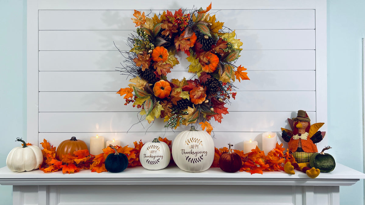 Thanksgiving Pumpkin Set – Medium or Small, Medium Small Bundle - Decorative Pumpkins in Antique White