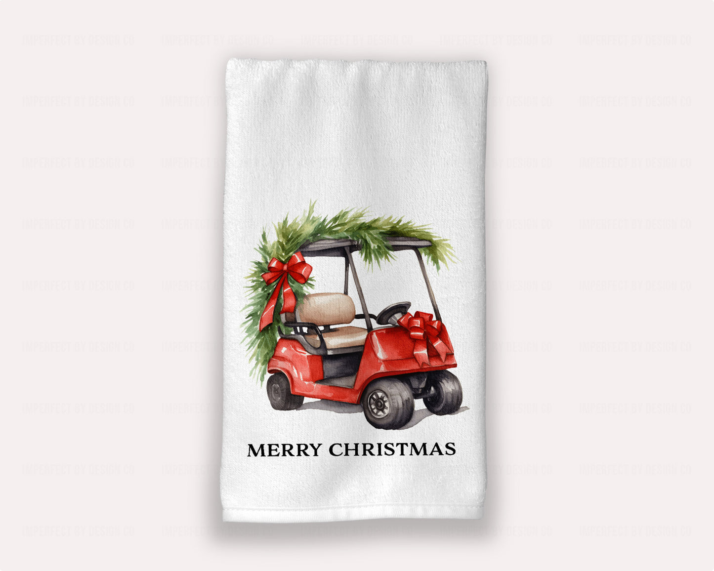 Christmas Golf Cart Guest Towel – Personalized Holiday Hand Towel (15x25)