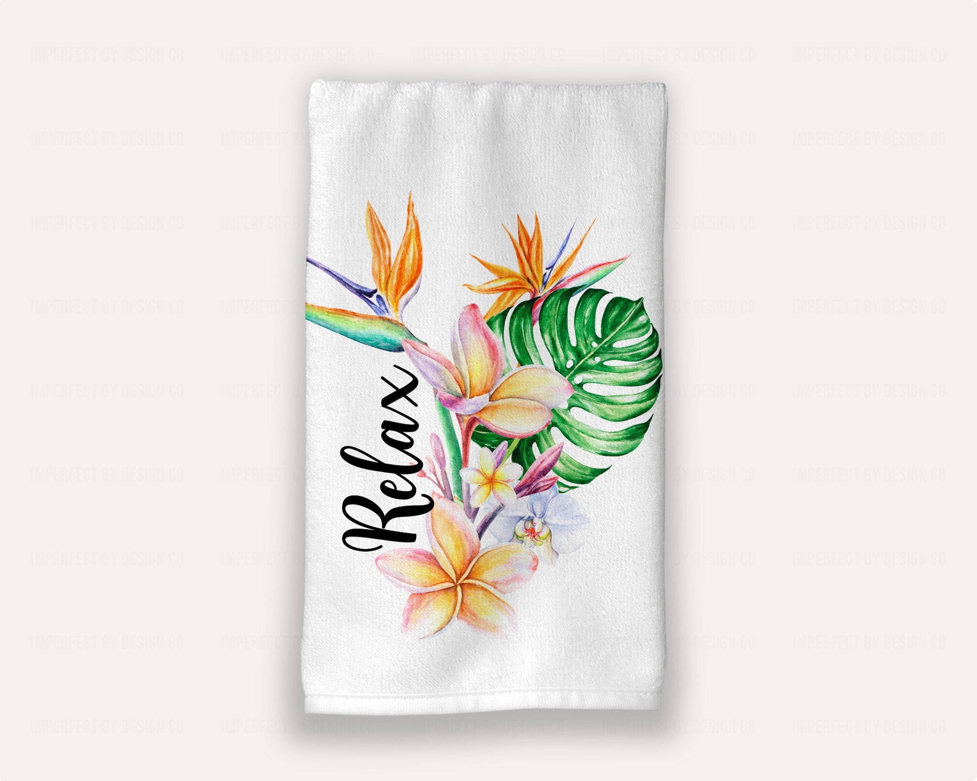 Personalized guest hand towel for a tropical bathroom vibe | imperfect by design co