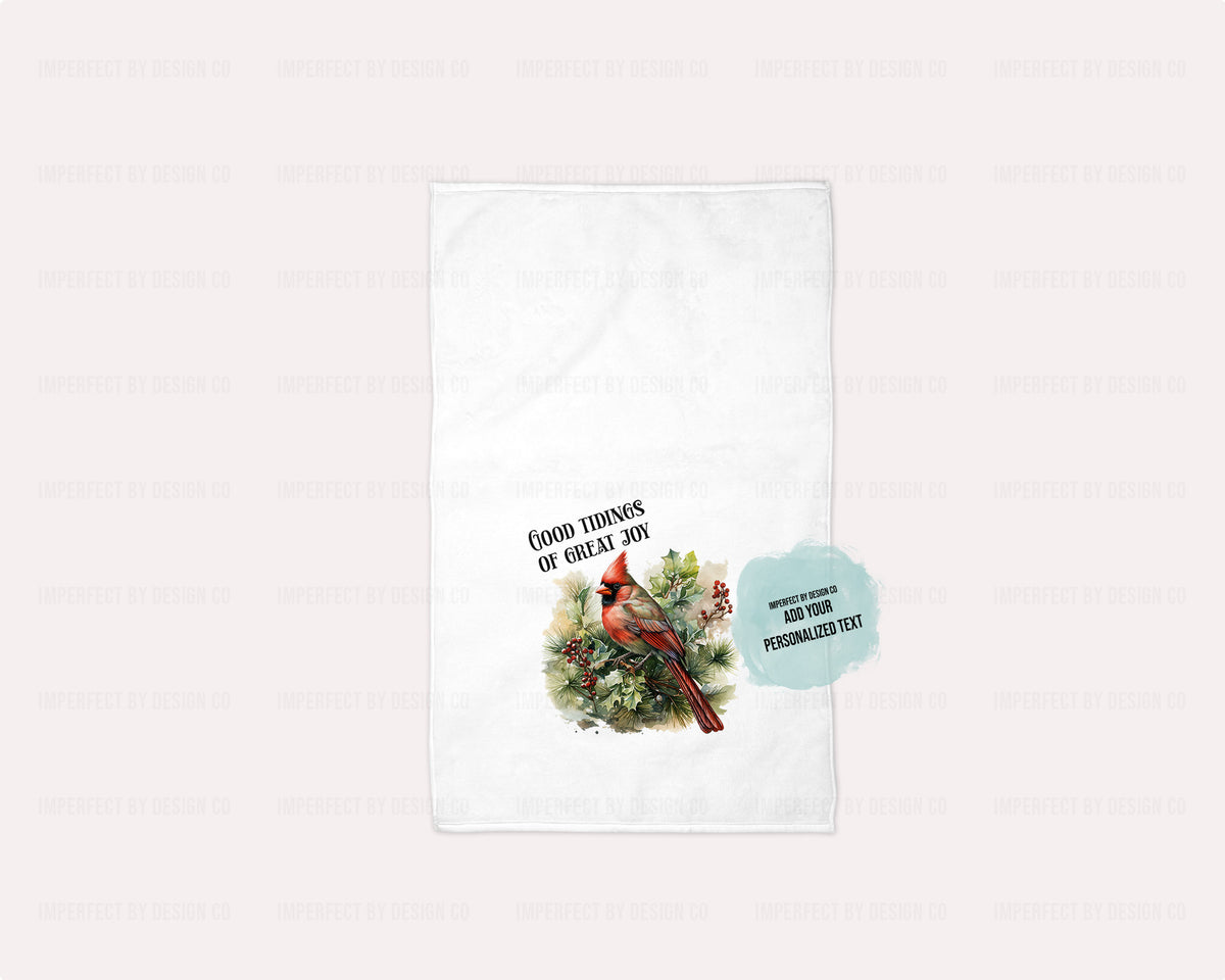 'Good Tidings of Great Joy ' with Cardinal – Holiday Guest Towel