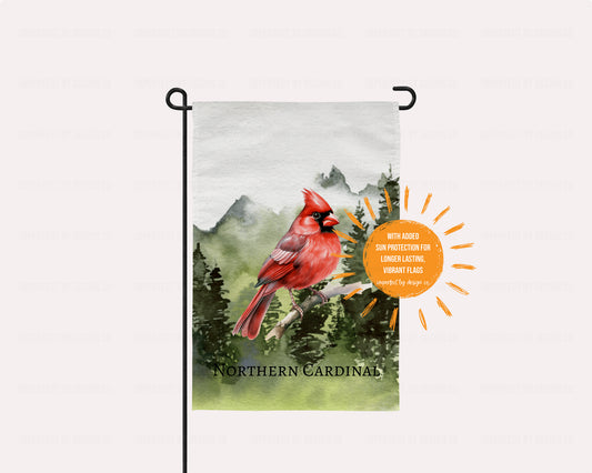 Personalized Northern Cardinal In Forest Scene - Garden Flag