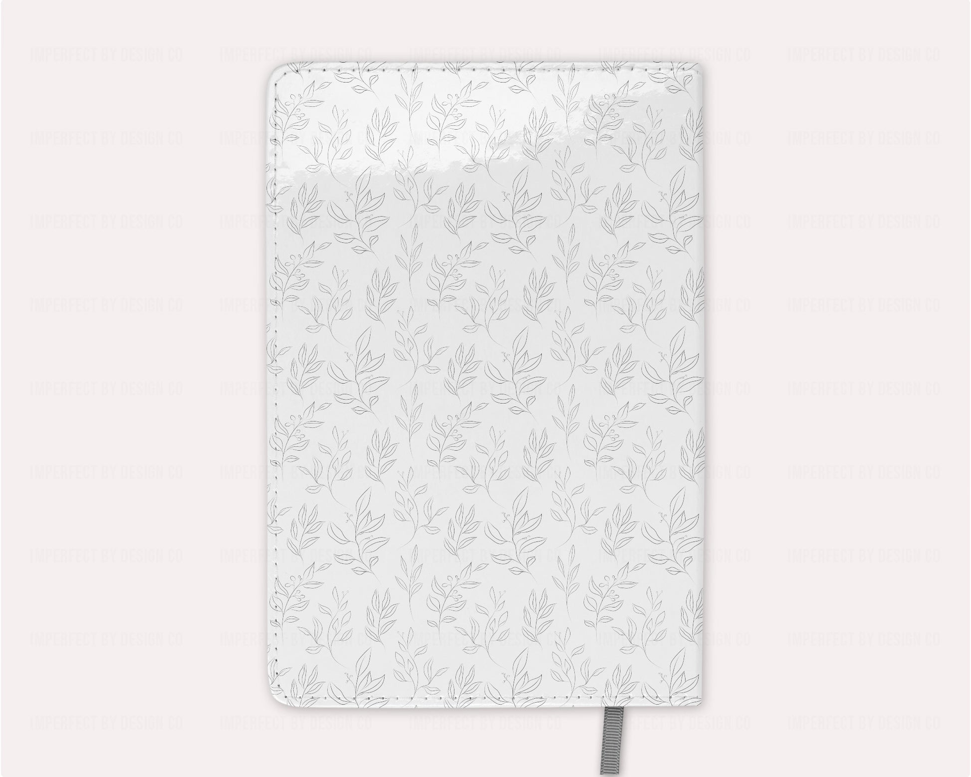 100 lined page notebook journal with attached cloth bookmark, whimsical leaves motif | imperfect by design co 