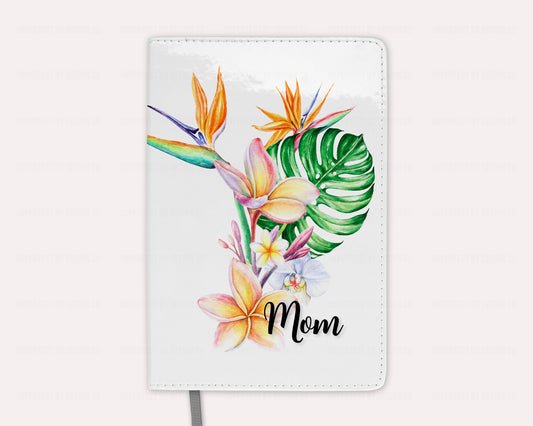 Personalized lined notebook with cloth bookmark, tropical motif | imperfect by design co