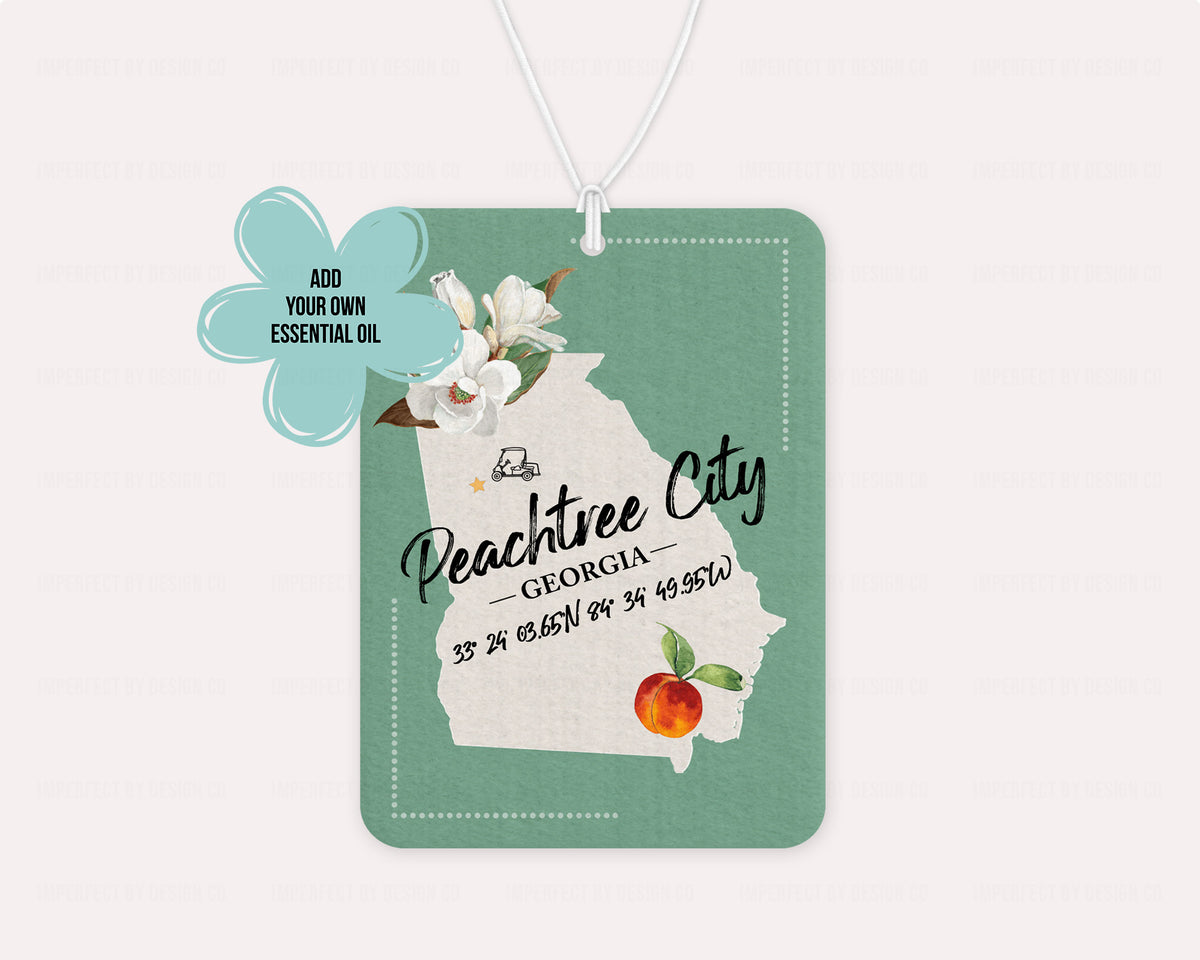 Peachtree City, Georgia - Green State Flag - Air Freshener