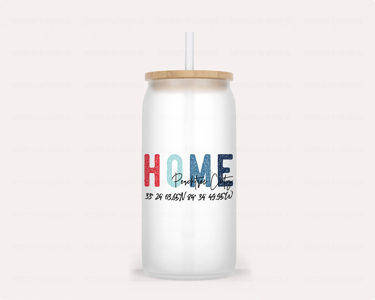 Peachtree City "Home" Coordinates  - Frosted Glass Tumbler