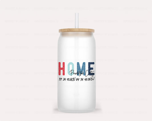 Peachtree City "Home" Coordinates  - Frosted Glass Tumbler