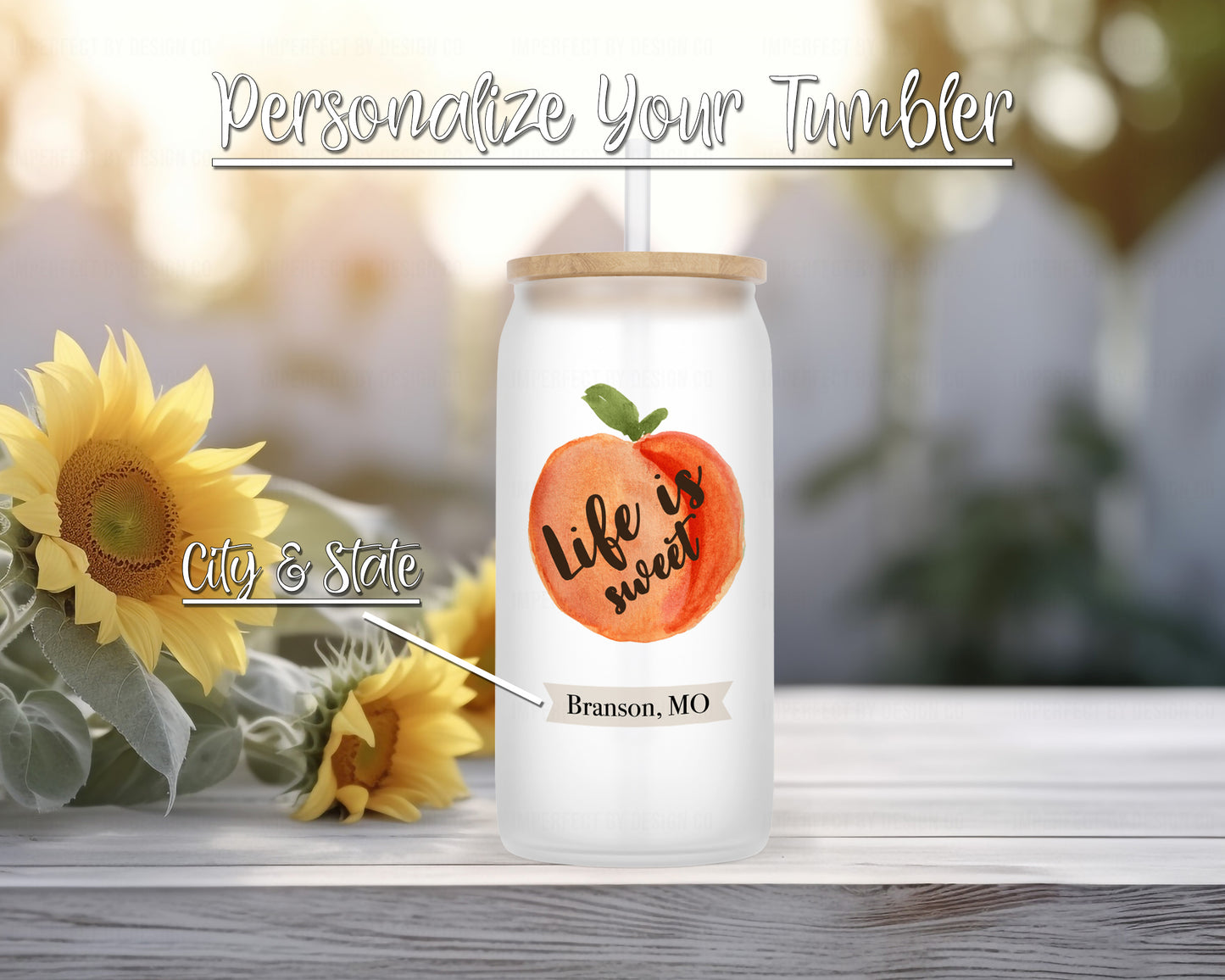 Personalized "Life is Sweet" Frosted Glass Tumbler